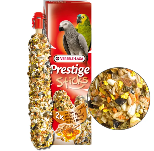 Лакомство орехи с медом Versele-Laga Prestige Sticks Parrots Nuts & Honey для крупных попугаев, 140 г