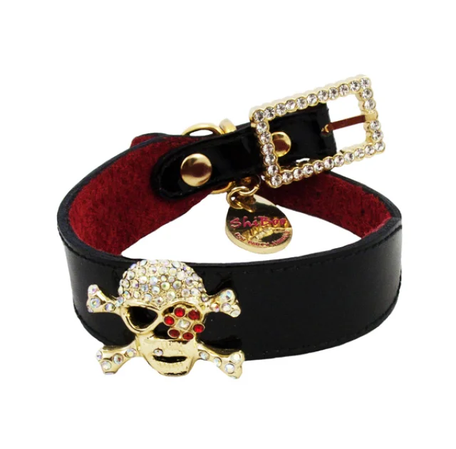 Ошейник Shiboo Candy Pink Pirate-25 для собак, черный, 2.5×35 см