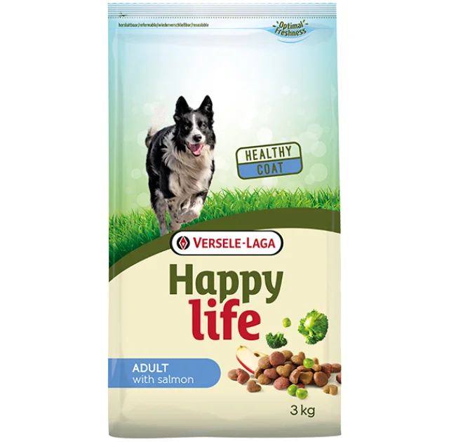 Сухой корм Happy Life Adult with Salmon для собак всех пород, с лососем, 3 кг