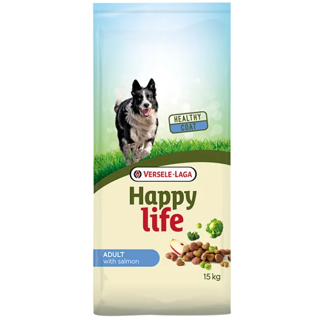 Сухой корм Happy Life Adult with Salmon для собак всех пород, с лососем,15 кг