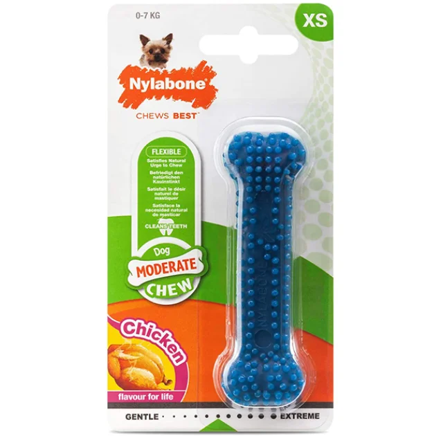 Іграшка кістка жувальна Nylabone Moderate Chew Dental Bone XS, для собак до 7 кг