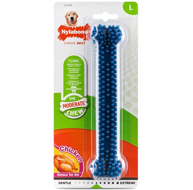 Игрушка кость жевательная Nylabone Moderate Chew Dental Bone L, для собак до 23 кг