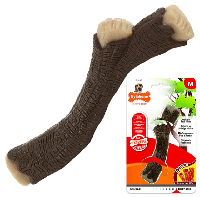 Игрушка Nylabone Extreme Chew Wooden Stick M, вкус бекона, для собак до 16 кг