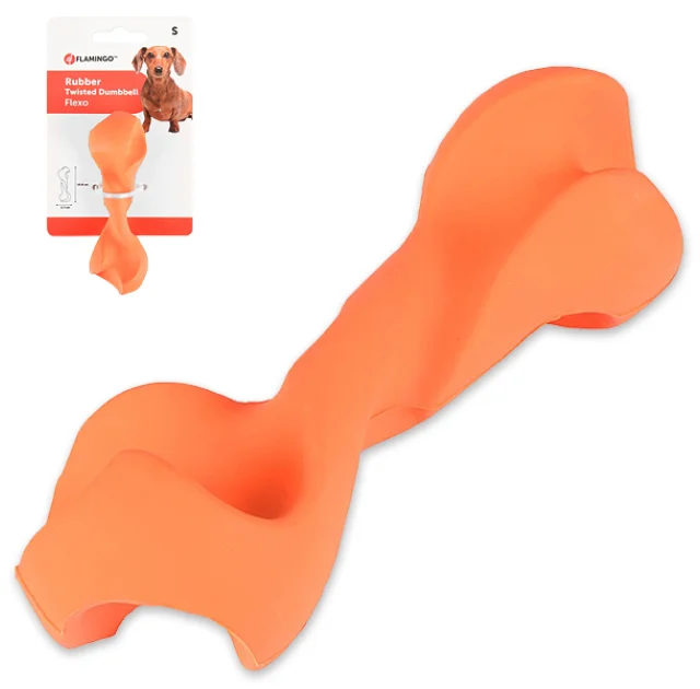 Игрушка Flamingo Rubber Flexo Twisted Dumbbell, для собак, 10.8×3.7 см