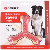 Игрушка Flamingo Rubber Flexo Saveo Triple Bone Beef, вкус говядины, для собак, 12.5×11 см