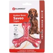 Игрушка Flamingo Rubber Flexo Saveo Triple Bone Beef, вкус говядины, для собак, 10×8.5 см