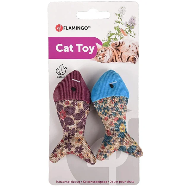 Игрушка Flamingo Marly Fish, с кошачьей мятой для кошек, 4×9×2 см