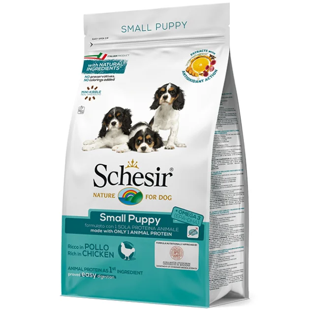 Сухий корм Schesir Dog Small Puppy з куркою, монопротеїновий, для цуценят малих порід, 800 г