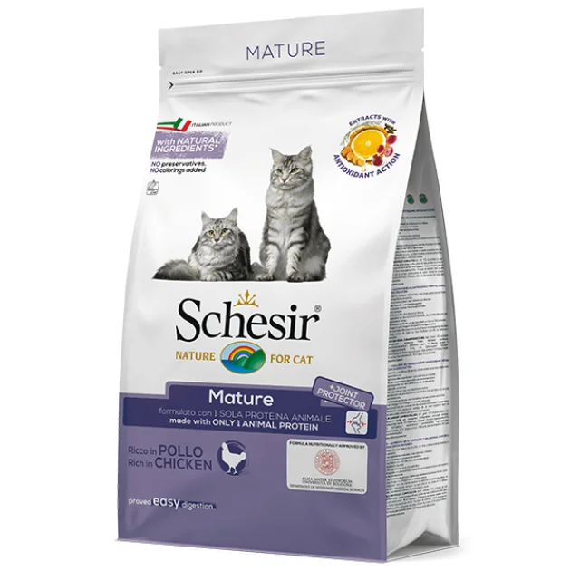 Сухий корм Schesir Cat Mature монопротеїновий, для літніх котів, 1.5 кг
