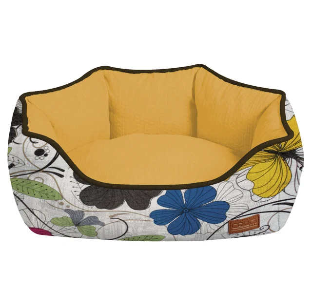 Диван Croci Cozy Flo для собак, овальный, цветочный принт, оранжевый, 40×32×16 см