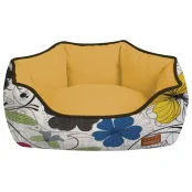 Диван Croci Cozy Flo для собак, овальный, цветочный принт, оранжевый, 50×40×17 см
