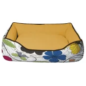 Диван Croci Cozy Flo для собак, прямоугольный, цветочный принт, оранжевый, 70×60×20 см