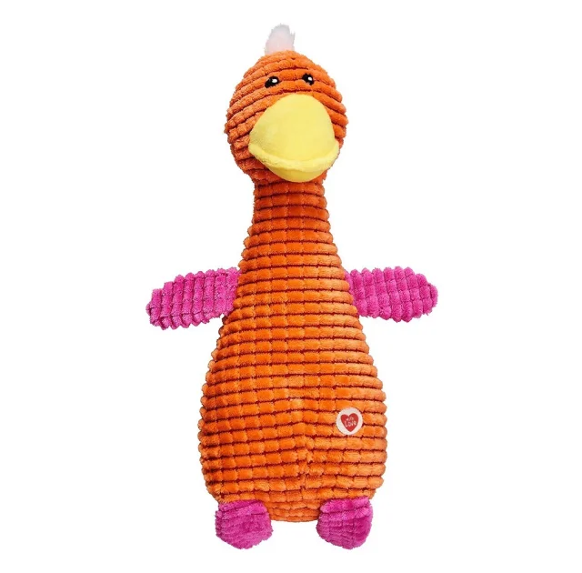 Игрушка GimDog утка с пищалкой, для собак, оранжевый, 24.8 см