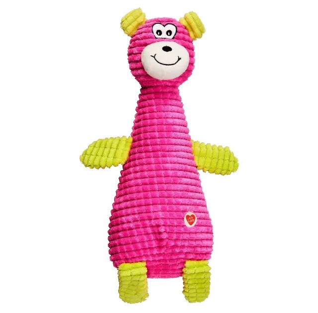 Игрушка GimDog медведь с пищалкой, для собак, розовый, 24.8 см