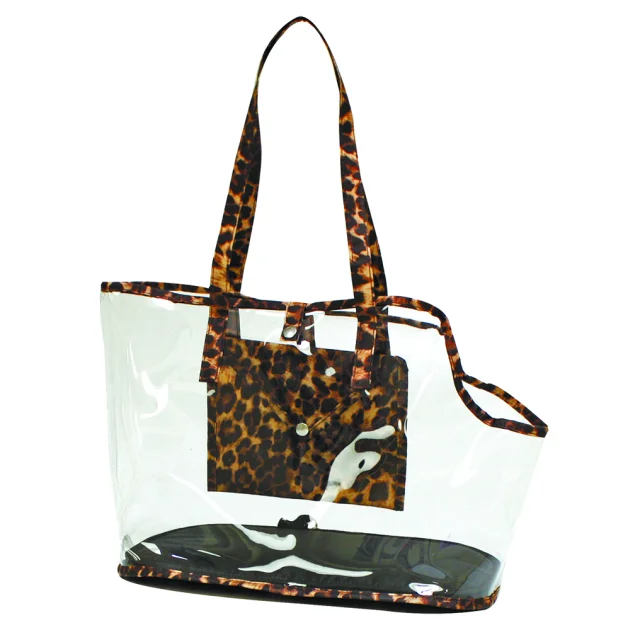 Сумка Croci Invisible Leopard для кошек и собак мелких пород, прозрачный ПВХ, 41×21×31 см