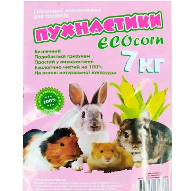 Кукурудзяний наповнювач Пухнастики ECOcorn для гризунів, 7 кг