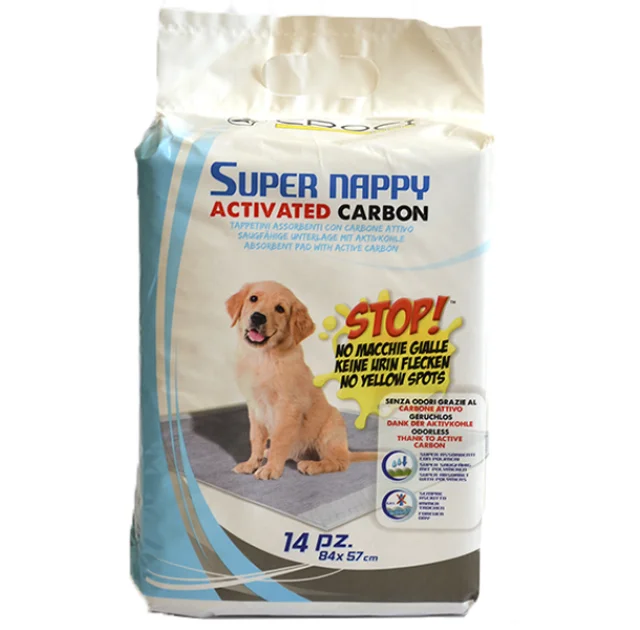 Пелюшки Croci Super Nappy для собак, з активованим вугіллям, 84×57 см, 14 шт
