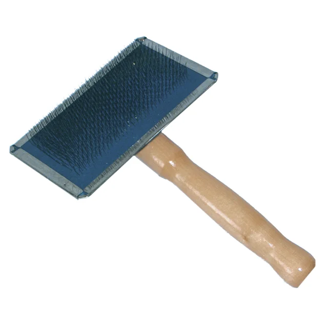 Пуходерка Croci для собак і котів, з дерев'яною ручкою, велика, 11.5×5.5 см