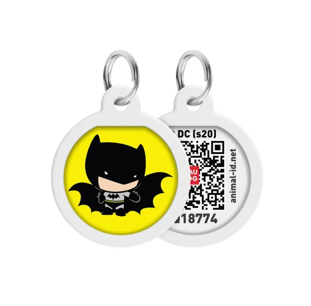 Адресник WAUDOG Smart ID с QR-паспортом, рисунок "Бэтмен мульт", диаметр 25 мм