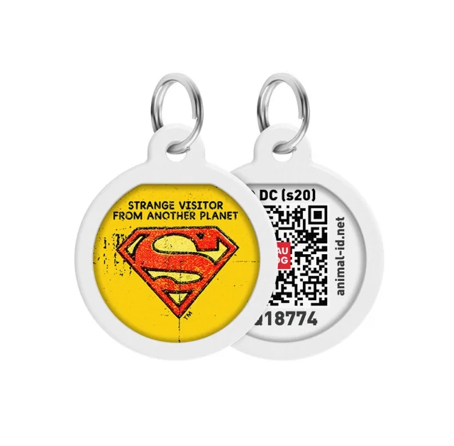 Адресник WAUDOG Smart ID з QR-паспортом, малюнок "Супермен вантажу", діаметр 25 мм