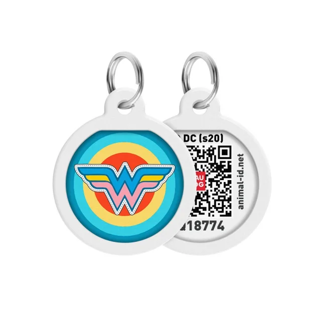 Адресник WAUDOG Smart ID с QR-паспортом, рисунок "Чудо Женщина", диаметр 25 мм