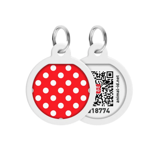 Адресник WAUDOG Smart ID з QR-паспортом, малюнок "Горох", діаметр 25 мм