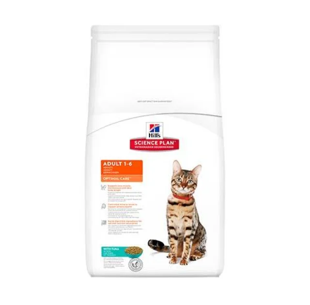 Сухой корм Hill's Science Plan Feline Adult Optimal Care для кошек, с тунцом, 10 кг