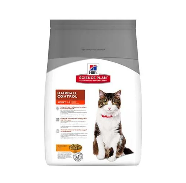 Сухой корм Hill's Science Plan Feline Adult Hairball Control для кошек, с курицей, 1,5 кг