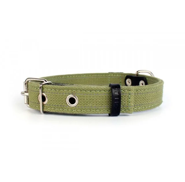 Нашийник Collar Брезент, х / б, подвійний, тасьма зі світловідбиваючої ниткою, 25 мм х 41-53 см