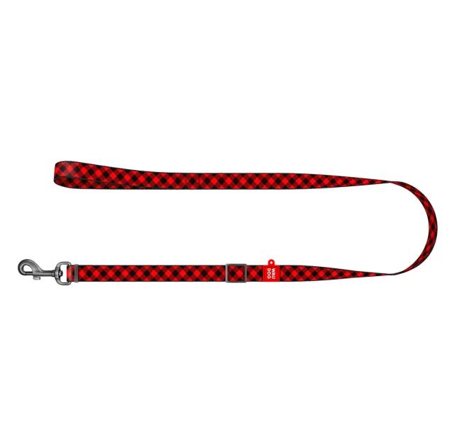 Поводок WAUDOG Nylon для собак, Шотландка красная, ширина 15 мм, длинна 152-183 см