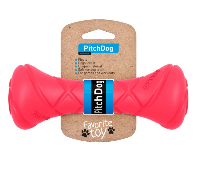 Игровая гантель для апортировки PitchDog для собак, длина 19 см, диаметр 7 см, розовый