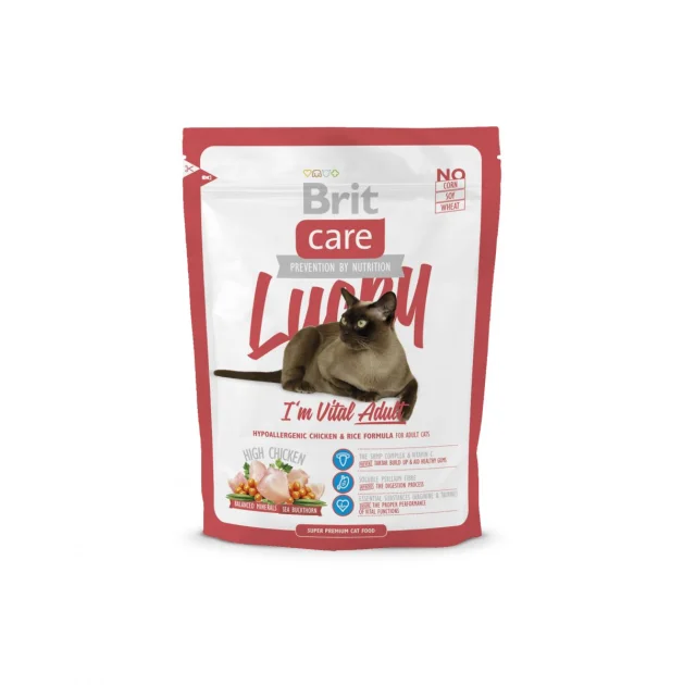 Сухой корм Brit Care Cat Lucky I am Vital Adult, для взрослых кошек, 0.4 кг