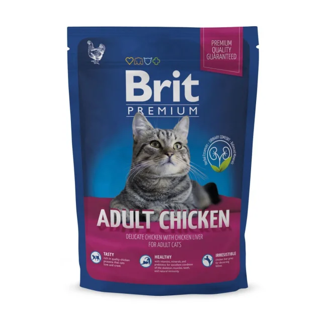 Сухой корм Brit Premium Cat Adult Chicken, для кошек, 0.8 кг
