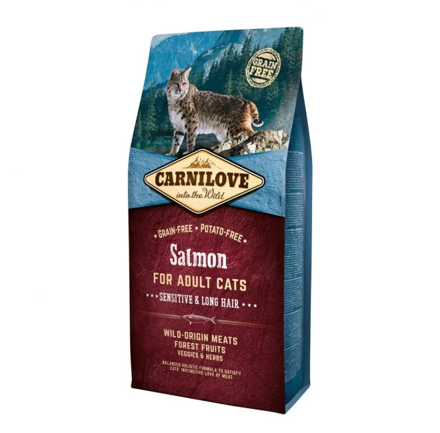 Сухой корм Carnilove Cat Sensitive & Long Hair, для кошек с чувствительным пищеварением, 6 кг