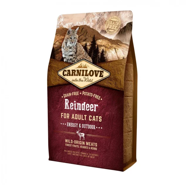 Сухий корм Carnilove Cat Energy & Outdoor, для кішок, північний олень, 2 кг