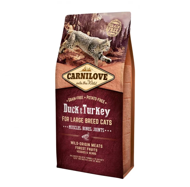 Сухой корм Carnilove Cat Large Breed, для кошек крупных пород, утка, индейка, 6 кг