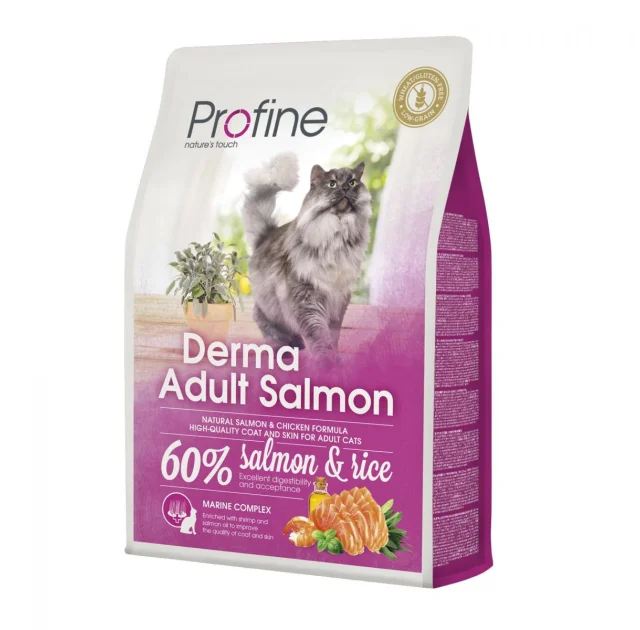 Сухой корм Profine Cat Derma, для кошек, с лолосем и рисом, 2 кг