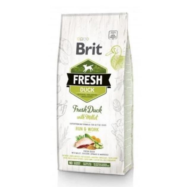Сухий корм Brit Fresh Duck / Millet Active Run & Work, для собак, 2.5 кг