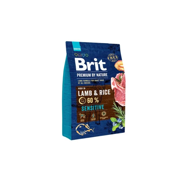 Сухий корм Brit Premium Dog Sensitive Lamb, для собак, 3 кг