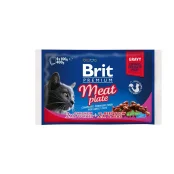 Влажный корм Brit Premium Cat набор паучей, для кошек, мясная тарелка в соусе, 4 шт, 100 г