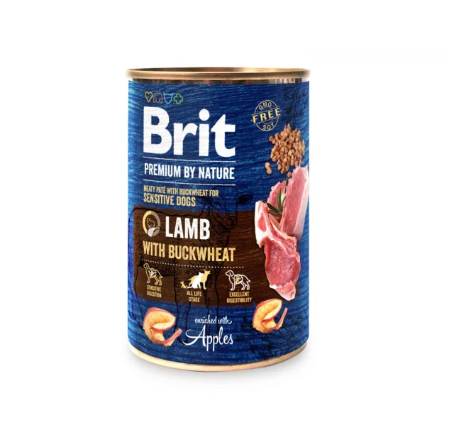 Консерва Brit Premium by Nature, для собак, ягненок с гречкой, 400 г