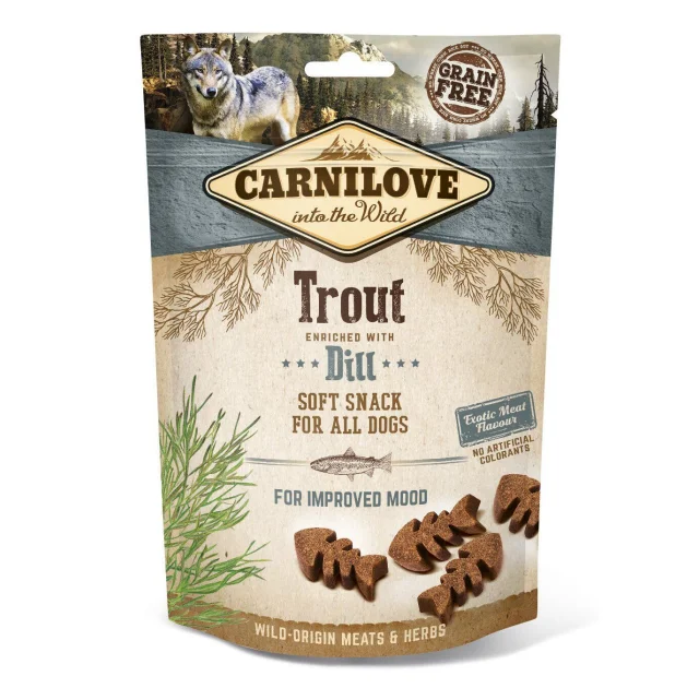 Лакомство Carnilove Dog Semi Moist, для собак, форель, укроп, 200 г