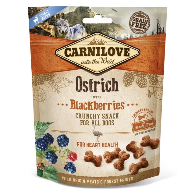 Лакомство Carnilove Dog Crunchy Snack, для собак, страус, ежевика, 200 г