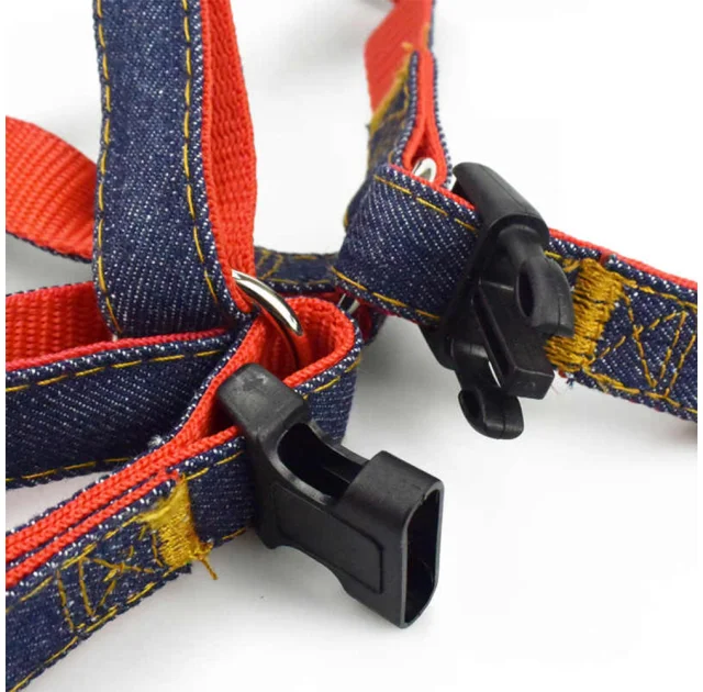 Набір шлея та повідець AnimAll Denim, червоний, 1×120 см/1×28-38 см