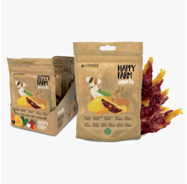 Лакомство мясное Croci Happy Farm, для собак, оленина с манго, 80 г, 12 пач/уп, цена за 1 пачку
