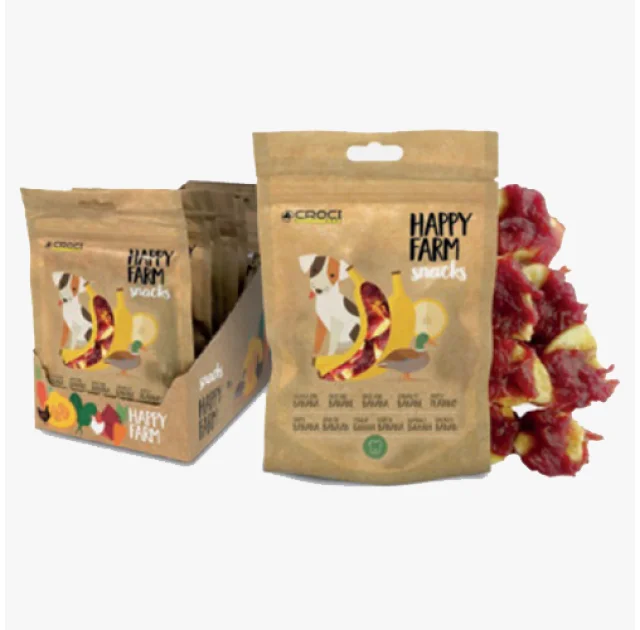 Лакомство мясное Croci Happy Farm, для собак, утка с бананом, 80 г, 12 пач/уп, цена за 1 пачку