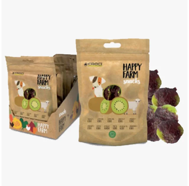 Лакомство мясное Croci Happy Farm, для собак, ягненок с киви, 80 г, 12 пач/уп, цена за 1 пачку