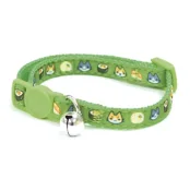 Нашийник з дзвіночком Croci Catmania Sushi, для котів, нейлон, зелений, 23-35×1 см