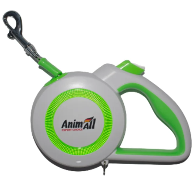 Поводок-рулетка AnimAll Reflector для собак весом до 15 кг, 3 м, салатово-белая