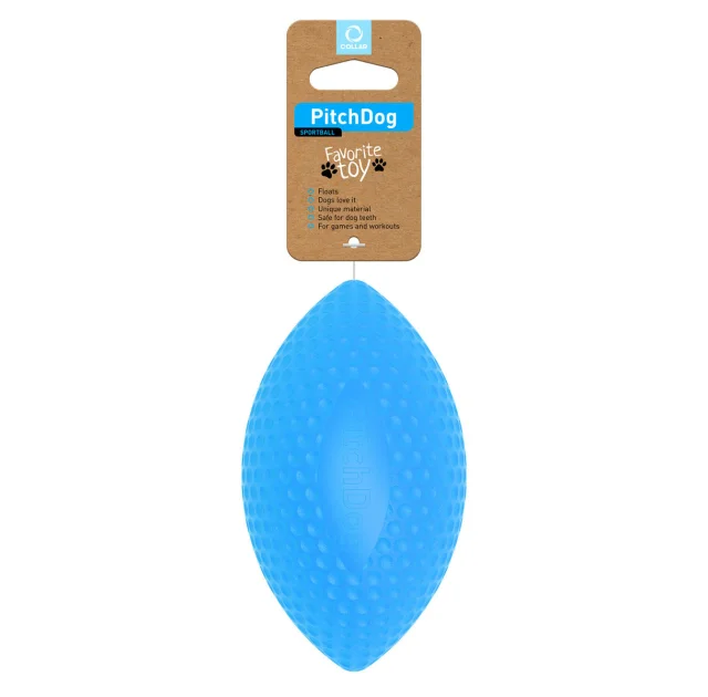 Игровой мяч для апортировки PitchDog для собак, 15×9 см, голубой